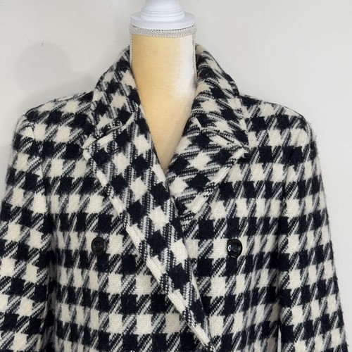 Vintage Pendleton Virgin Wool Double Breasted Coat Size 8 Houndstooth Lined - Picture 3 of 15