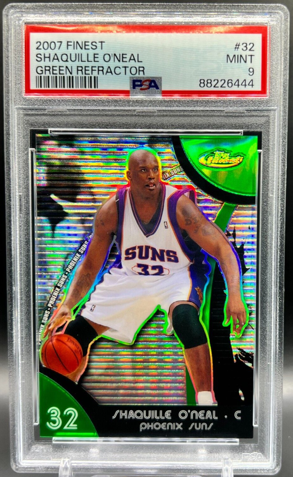 2007-08 Topps Finest Shaquille O'Neal 79/149 PSA 9 MINT Suns Green Refractor #32