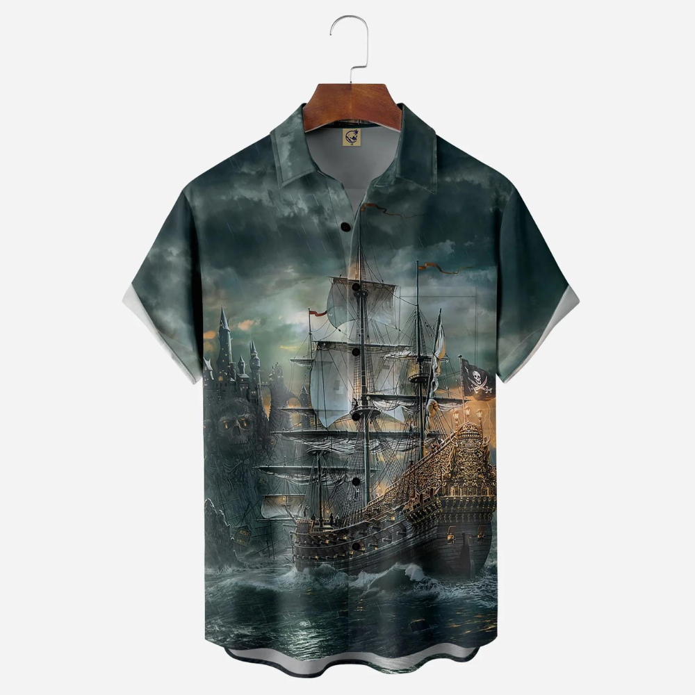 Nautical Beach Corsair Boat Hawaiian Shirt For Men US Size Summer Style NEW