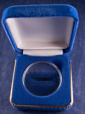 Empty Blue Velvet Silver American Eagle Coin Holder with Capsule