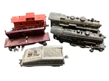 Marx "O" Gauge 1:48 Scale Train Cars - 2 Locomotives, Coal, Dump Car, Caboos