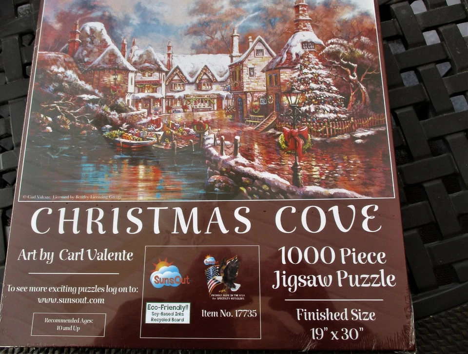  1,000 Piece Carl Valente Art Puzzle  " Christmas Cove " 19" x 30" SunsOut - Image 2 of 4