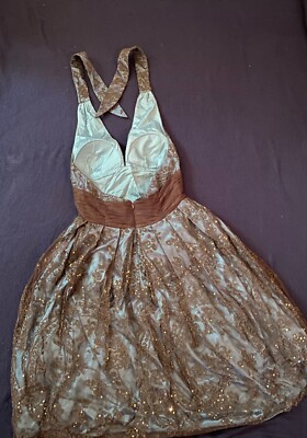 Adrianna Papell Green Sequence Halter Dress Size 6 | eBay