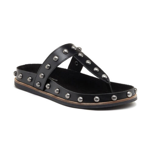 Kelsi Dagger Brooklyn Surface Studded Slide Sandal Black Leather Women's 5.5