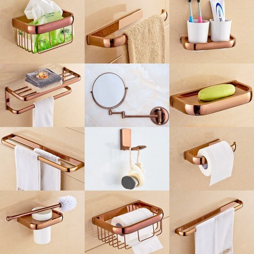 Rose Gold Copper Bathroom Accessories Set Bath Hardware Towel Bar