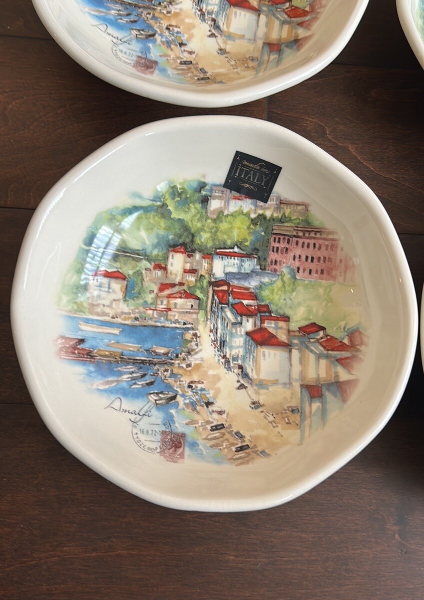 Effetti Set Of 3 Salad Bowls New Made In Italy Amalfi Coast Boats