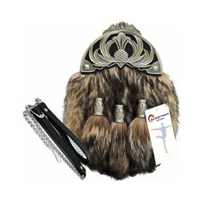 Scottish Kilt Original Fox Fur Full Dress Sporran Antique Anemal CROWN Cantel