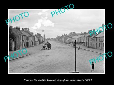 OLD LARGE HISTORIC PHOTO SWORDS Co DUBLIN IRELAND, VIEW OF THE MAIN ST c1900 2