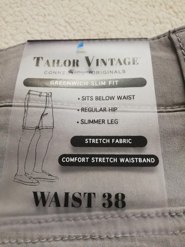 Tailor Vintage Men's 38 Shorts Greenwich Slim Fit 9" Cement New - Picture 12 of 14