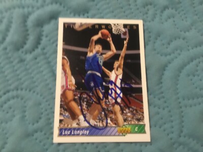 LUC LONGLEY SIGNED MINT 1992/ 93 UPPER DEECK CARD # 105,TIMBERWOLVES/ FREE P & H