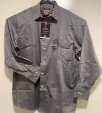 Chaps Mens Dress Shirt XL 17-17.5 34/35 Gray Herringbone Twill Wrinkle Free NWT
