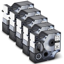 18057 Heat Shrink Tube Label 3/4" Black on White for DYMO Rhino 4200 5200 5Packs