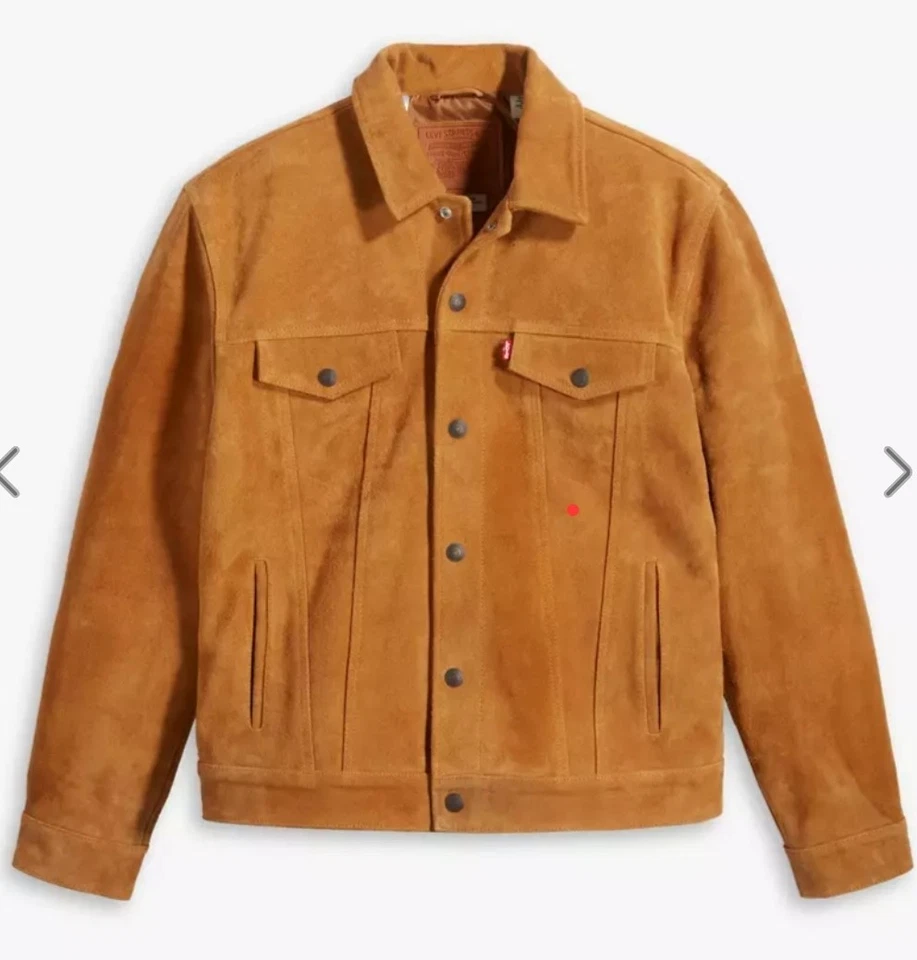 NWT Men's Levi's Highland Suede Trucker Jacket A58280000 Brown Rigid Size S $495 - Image 3 of 4