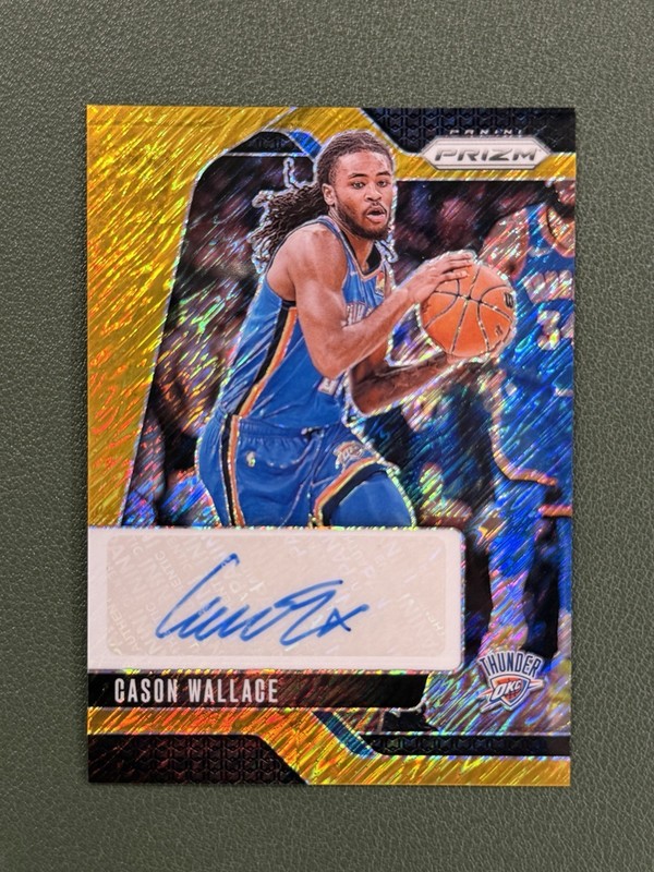 2024-25 Panini Prizm Cason Wallace Oklahoma City Thunder Gold Shimmer Auto /10