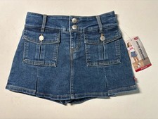 NWT Levis Girls High Rise Blue Denim A-Line Skort Cargo Pockets Size 8 Reg