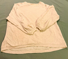 Aerie Women's Beige Terry Pullover Sweatshirt S Crew Neck Long Sleeve Solid