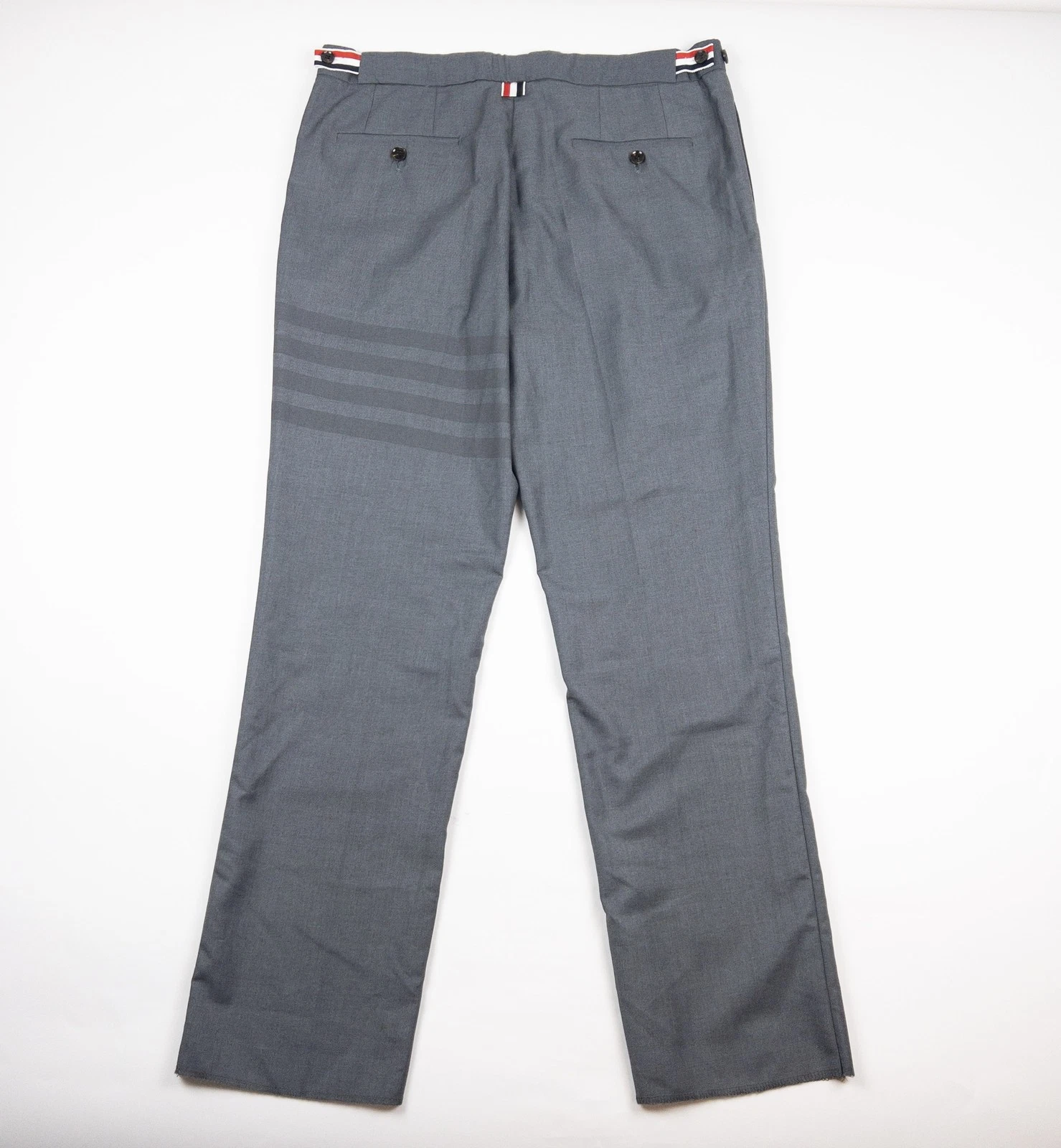 Thom Browne Pantaloni Uomo 5 (Vita 36) 4 Bar Pantaloni Grigio Giappone Schede Laterali Senza Orli