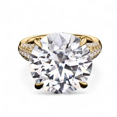 CVD Diamant Ehering rund Lab Grown 6,6 Karat IGI E F VVS 14k Gelbgold