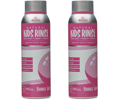 2 Pack Elementa Essentials Kids Mouthwash Bubble Gum 20oz Fluoride, Alcohol Free