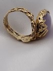 Vintage 14K YG Lavender Jade Huge Cabochon Artisan Branch Custom Ring Sz6.5 8.8g — photo 8