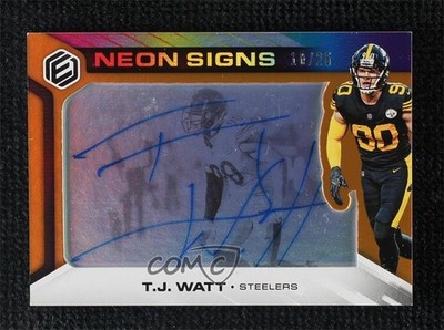 2019 Panini Elements Neon Signs Tier 1 Orange 10/25 TJ Watt #NS1-TJ Auto 06st