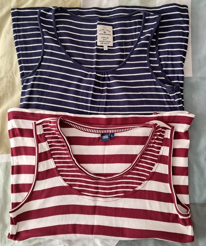 2er SET Cecil TOP,Rot-Weiß & Tom-Tailor TOP,Blau-Weiß gestreift, Gr. L, 100 % BW