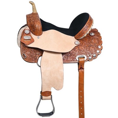 Selle Western HILASON 24 Pouces – Cuir Floral Marron, Neuve Avec UPC