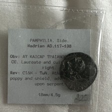 Pamphylia Side Hadrian AD 117-138 Ancient Roman Bronze Coin 18mm 4.5g