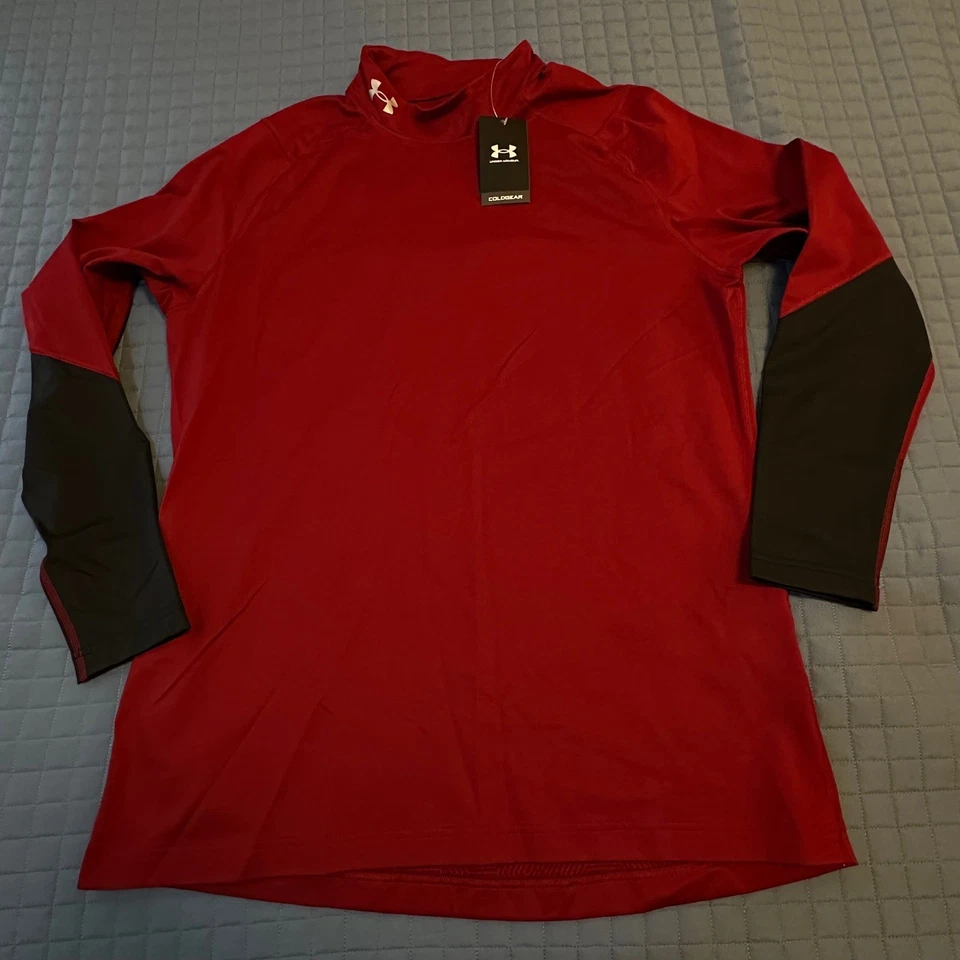 Camisa Under Armour ColdGear Roja Cuello Simulado Manga Larga Para Hombre XXL Ajustada Foto 3 de 4