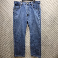Levi's 501 Button Fly Straight Jeans Blue Vintage Actual Men's Size 36 x 32
