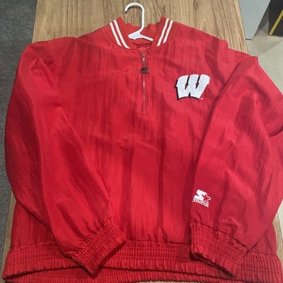Vintage Wisconsin Badgers Jacket Adult Large L Red Windbreaker Starter NCAA 90s