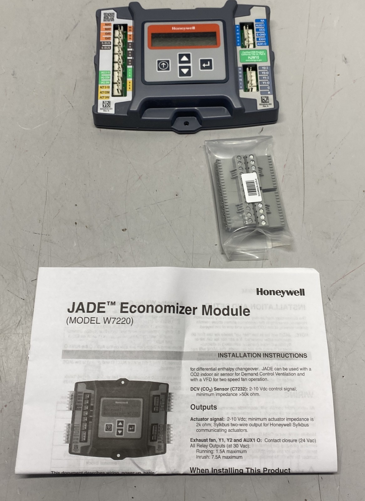 Honeywell Jade Economizer Logic Controller w/ DCV & Commissioning W7220A1000