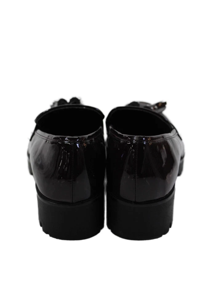 Mocasines Zara Trafaluc para mujer sin cordones tacón bloque borla charol rojo talla 8 Foto 3 de 4