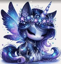 Diamond Art Kit Of Cute Unicorn Fairy 30 cm X 30cm Round Drills 15 Colors