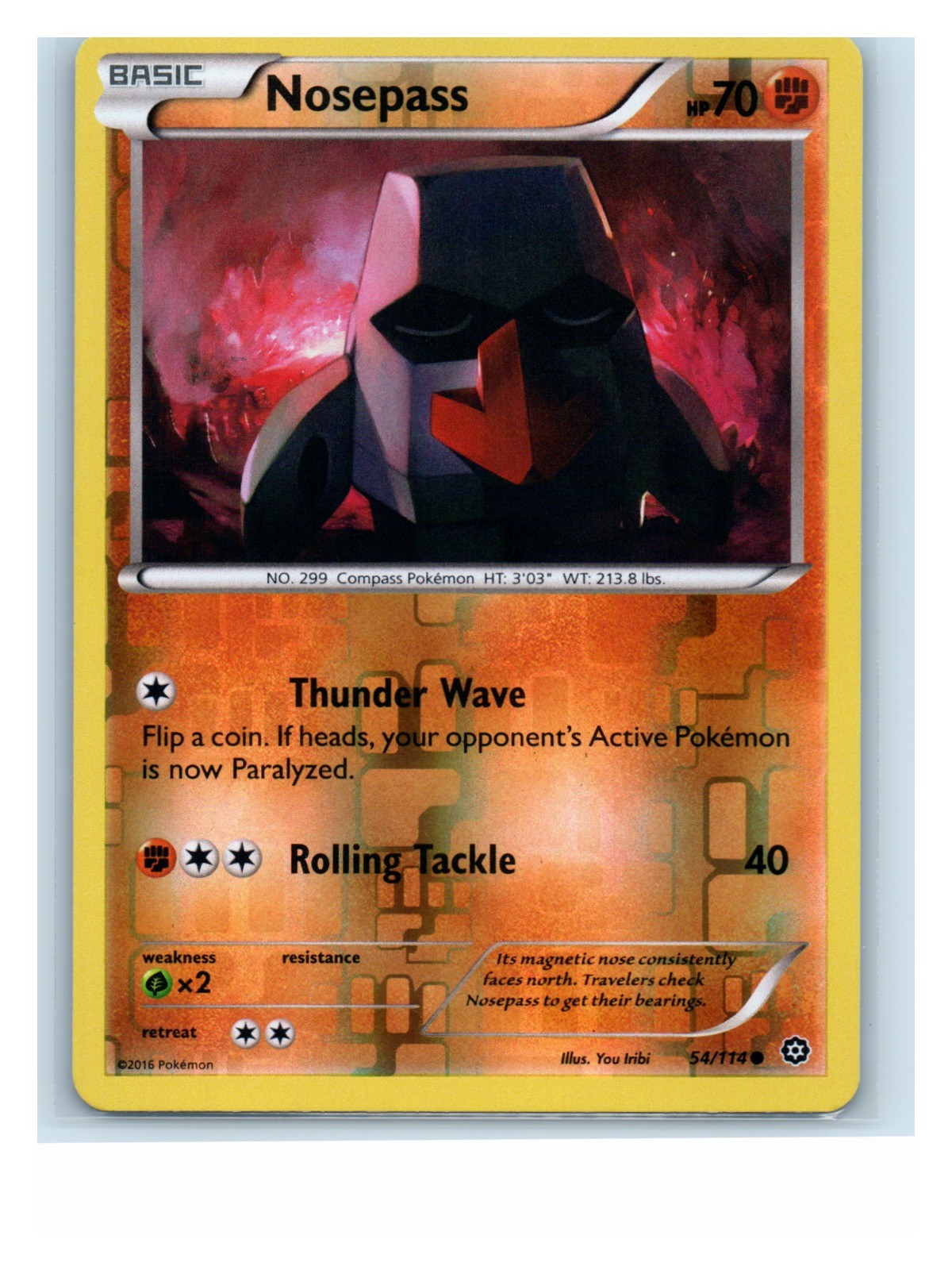 Nosepass Reverse Holo 54/114 Common XY - Steam Siege NM