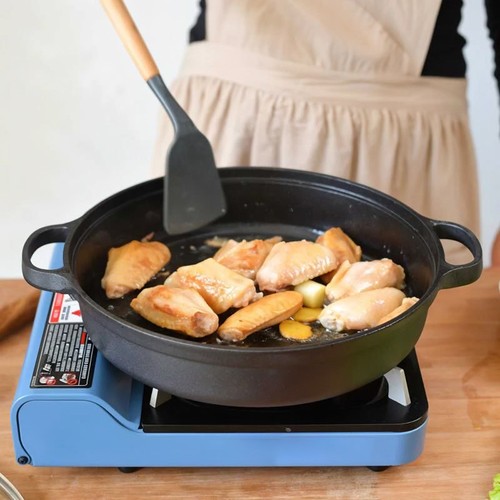 Frying Pan With Glass Lid Induction Compatible Non-Stick Interior Cast Iron Pot - Picture 20 of 40