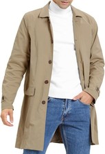 Mens Slim Fit Trench Coat Single Breasted Casual Lightweight Long Overcoat