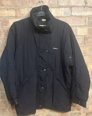 Vintage Ellesse Ski Jacket Size XL 50  Black Made In Italy Double Closure