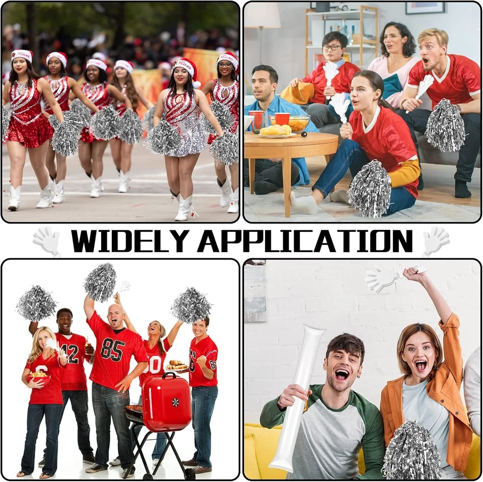 Sosation 36 Pcs Team Spirit Accessories, Cheerleading Pom Poms Hand White  - Image 4 of 4