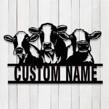 Personalized Cow Metal Sign, Custom Cow Ranch Decor, Farmhouse Wall Art