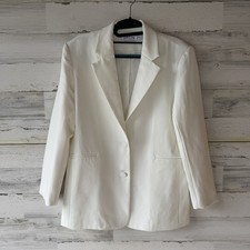 Petal And Pup Oversized Blazer Size 6 White 1 Button Lined Excellent