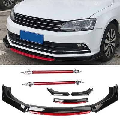 For VW Passat Scirocco Golf Front Bumper Lip Red Layer Splitter Spoiler Black +R