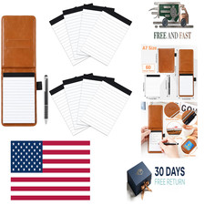 10 Pieces Small Notepad Holder Set Leather Pocket Notebook with Pen Mini Pocket