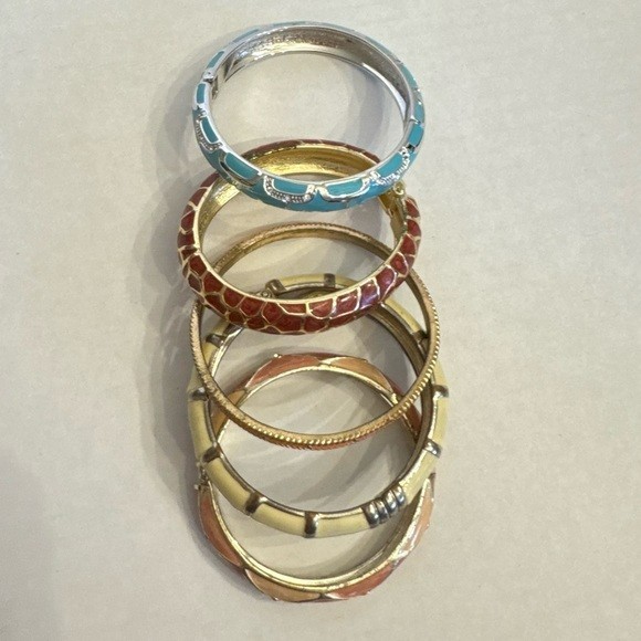 Vintage Cuff Bangle Bracelet Braclets Set Enamel … - image 9