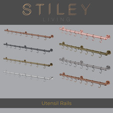 Stiley Living Kitchen Utensil Rail Hanging System Wall Mounted Storage Rack