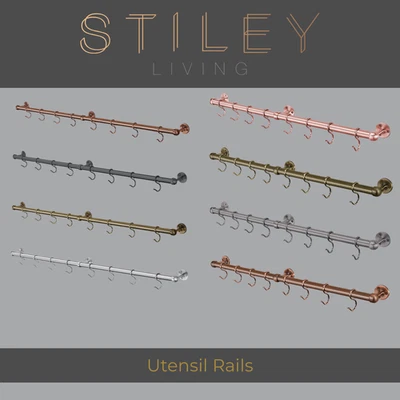 Stiley Living Kitchen Utensil Rail Hanging System Wall Mounted Storage Rack - Image 1 of 4