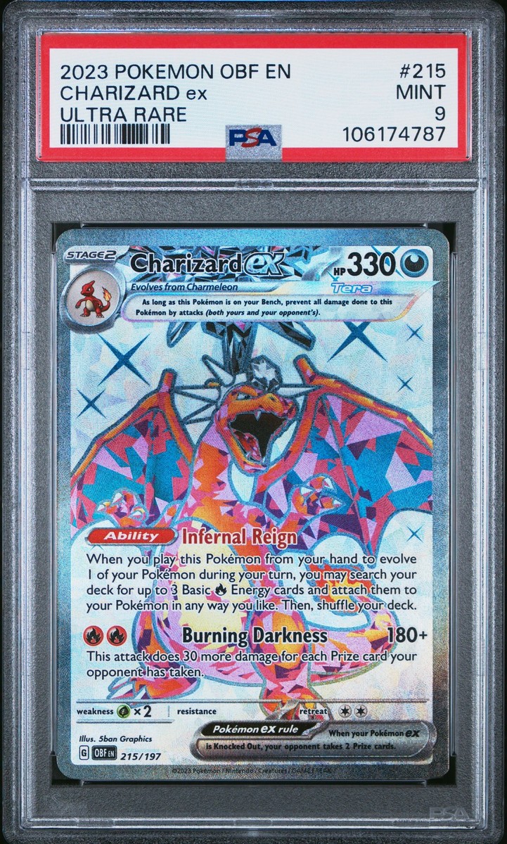 PSA 9 Charizard Ex Ultra Rare #215 2023 Pokemon Obf En-Obsidian