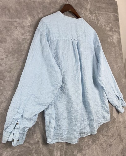 CARIBBEAN Light Blue Linen Blend BUTTON-UP SHIRT Mens Size 2XT - Picture 10 of 13