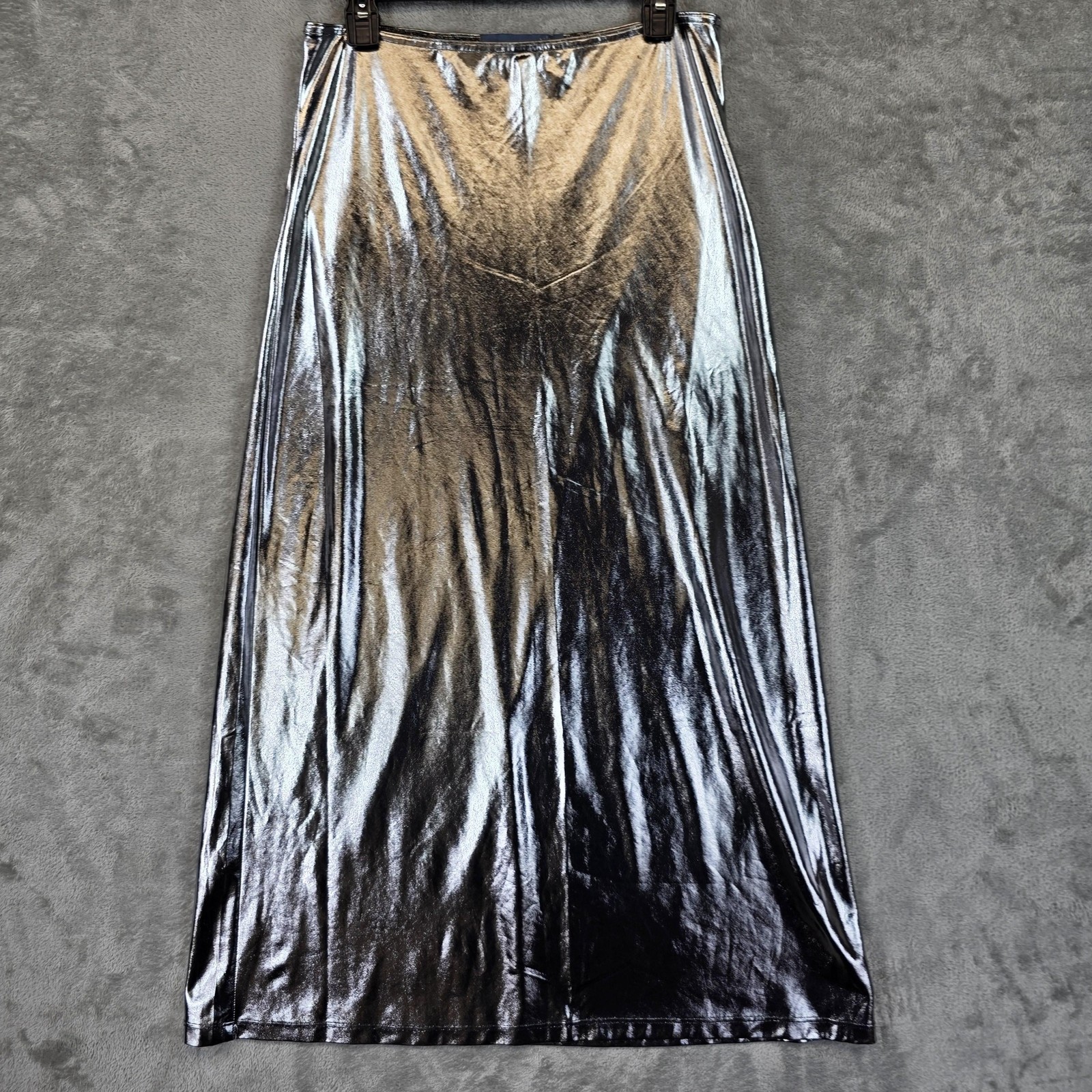 Indigo Rising Skirt Womens L Silver Metallic Maxi Elastic Waist Stretch Party