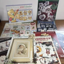 Christmas Leaflets Cross Stitch Books Lot Of 10 Leisure Art Stoney Creek & Other